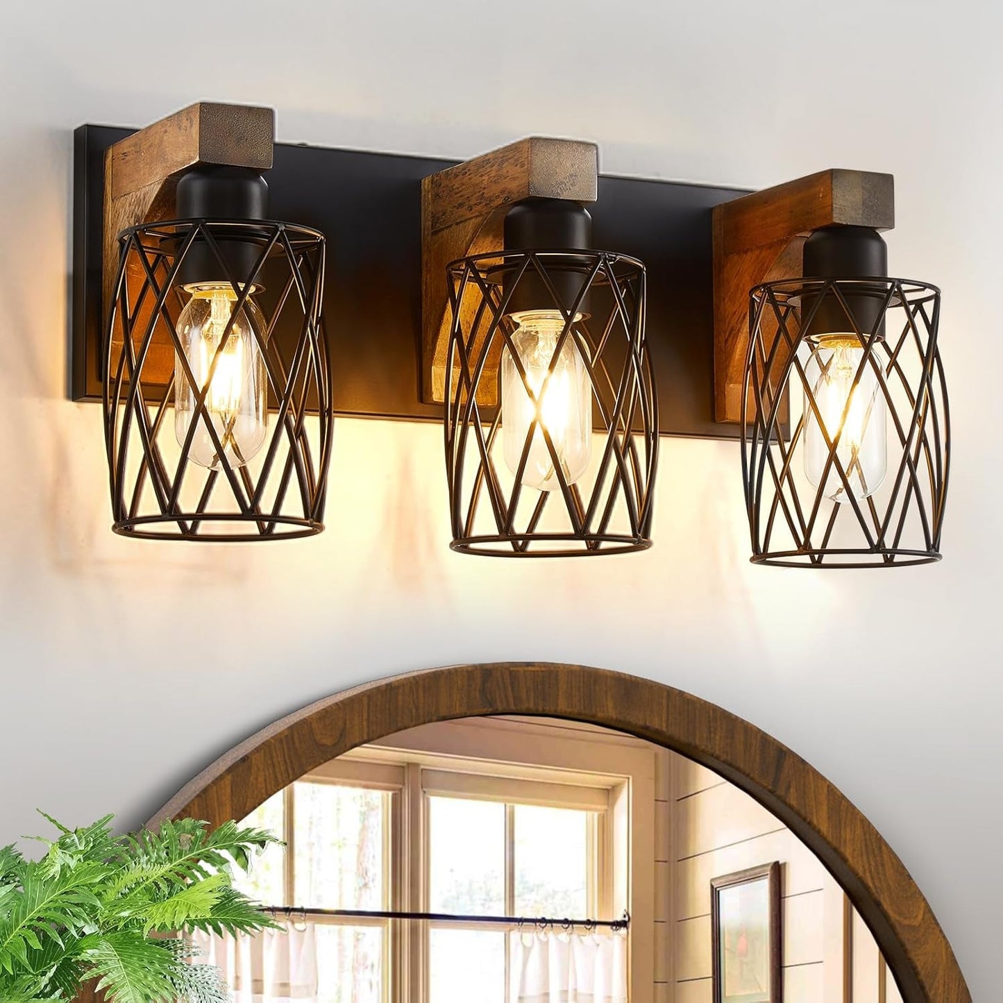 3-Light Wood Bathroom Light Fixture  (Online Exclusive)