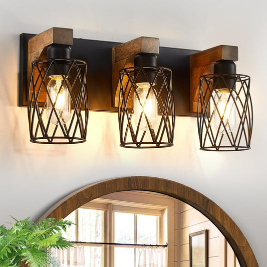 3-Light Wood Bathroom Light Fixture  (Online Exclusive)