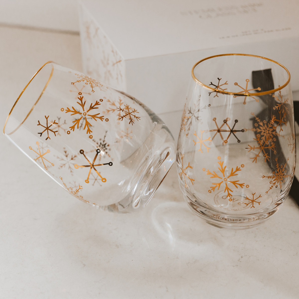 SNOWFLAKES STEMLESS WINE GLASSES - Set of 2