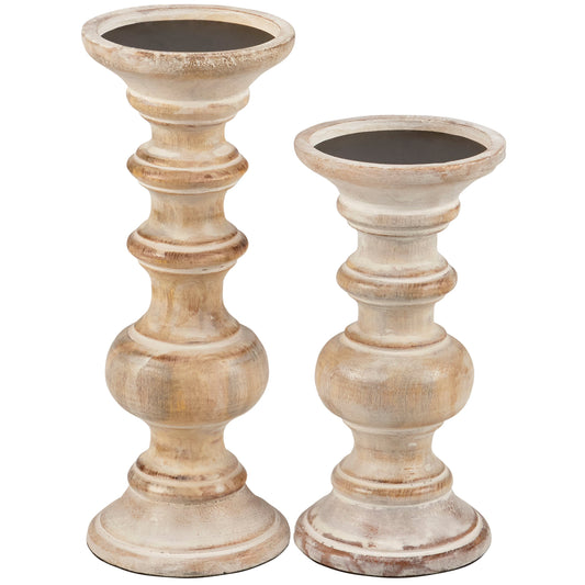 Whitewash Candle Holder Set