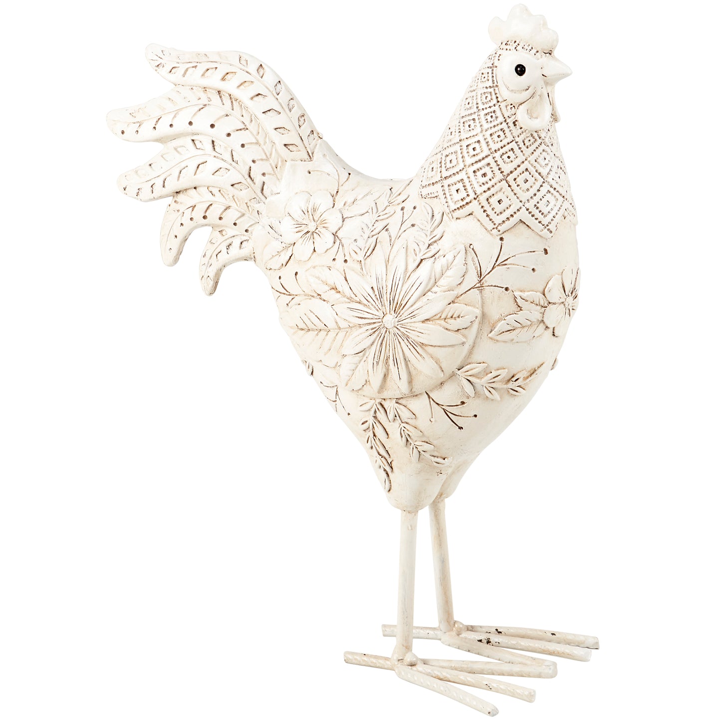 Floral Rooster Figurine