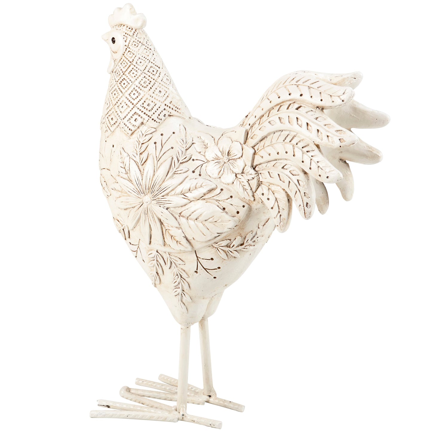 Floral Rooster Figurine