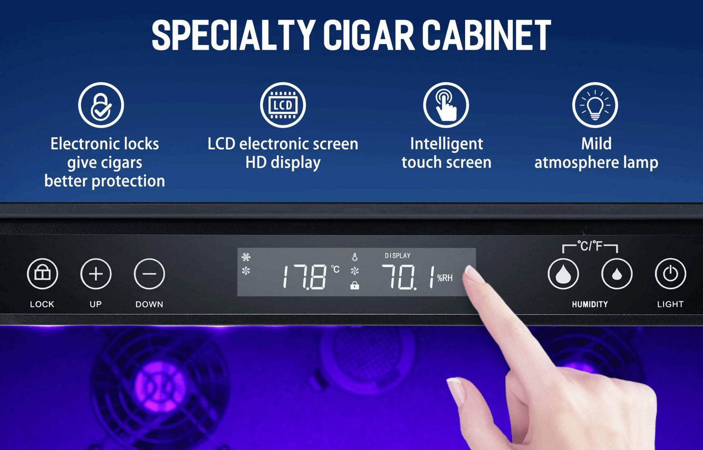 15 Inch Cigar Humidor Electric Humidor Black X5196H   (Online Exclusive)