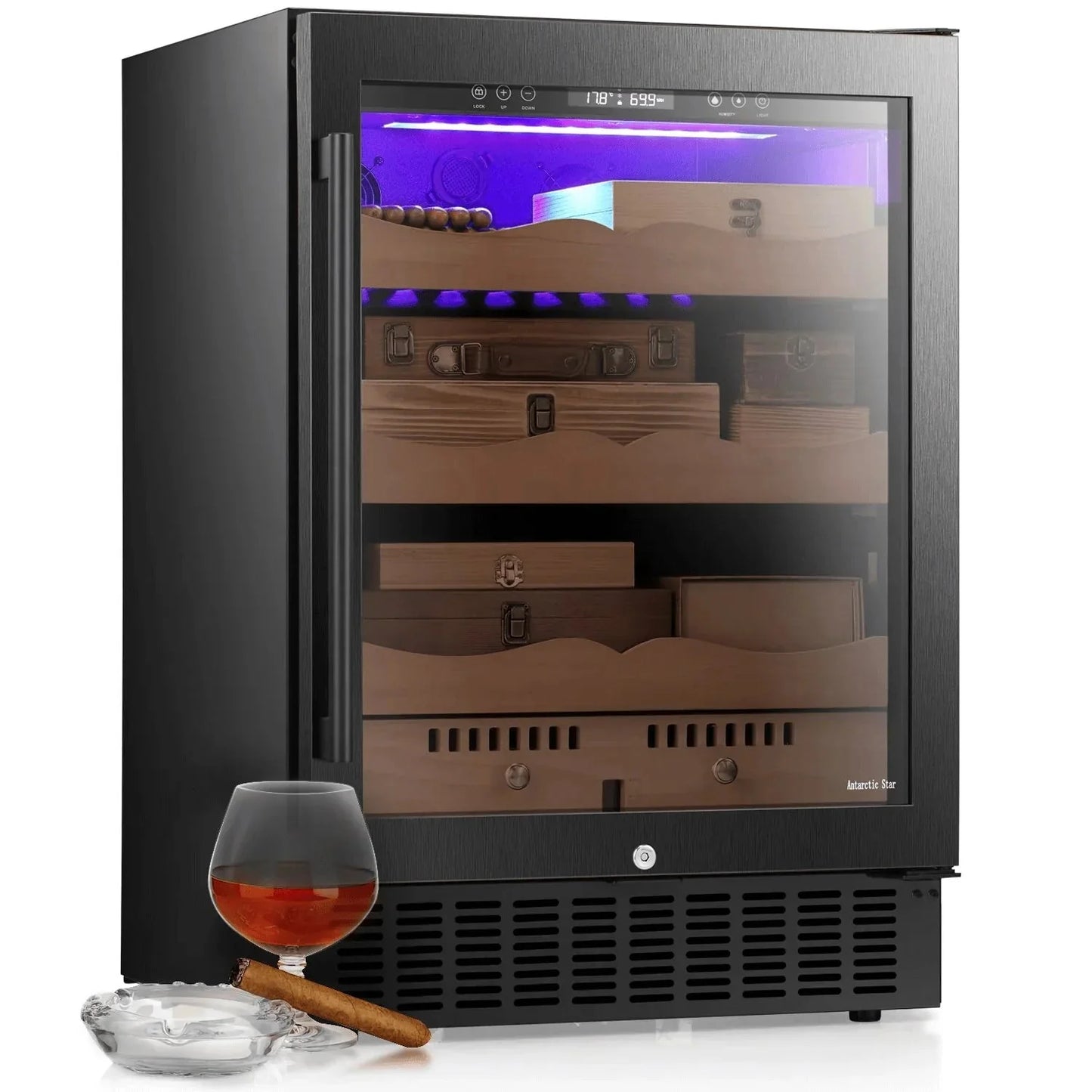 15 Inch Cigar Humidor Electric Humidor Silver Steel  (Online Exclusive) X5196