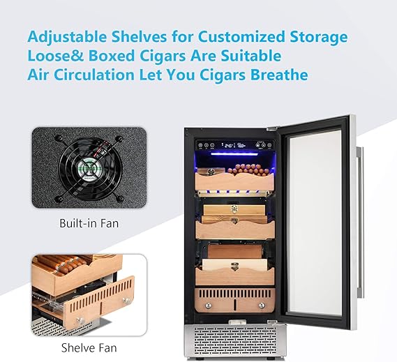 15 Inch Cigar Humidor Electric Humidor Silver Steel  (Online Exclusive) X5196