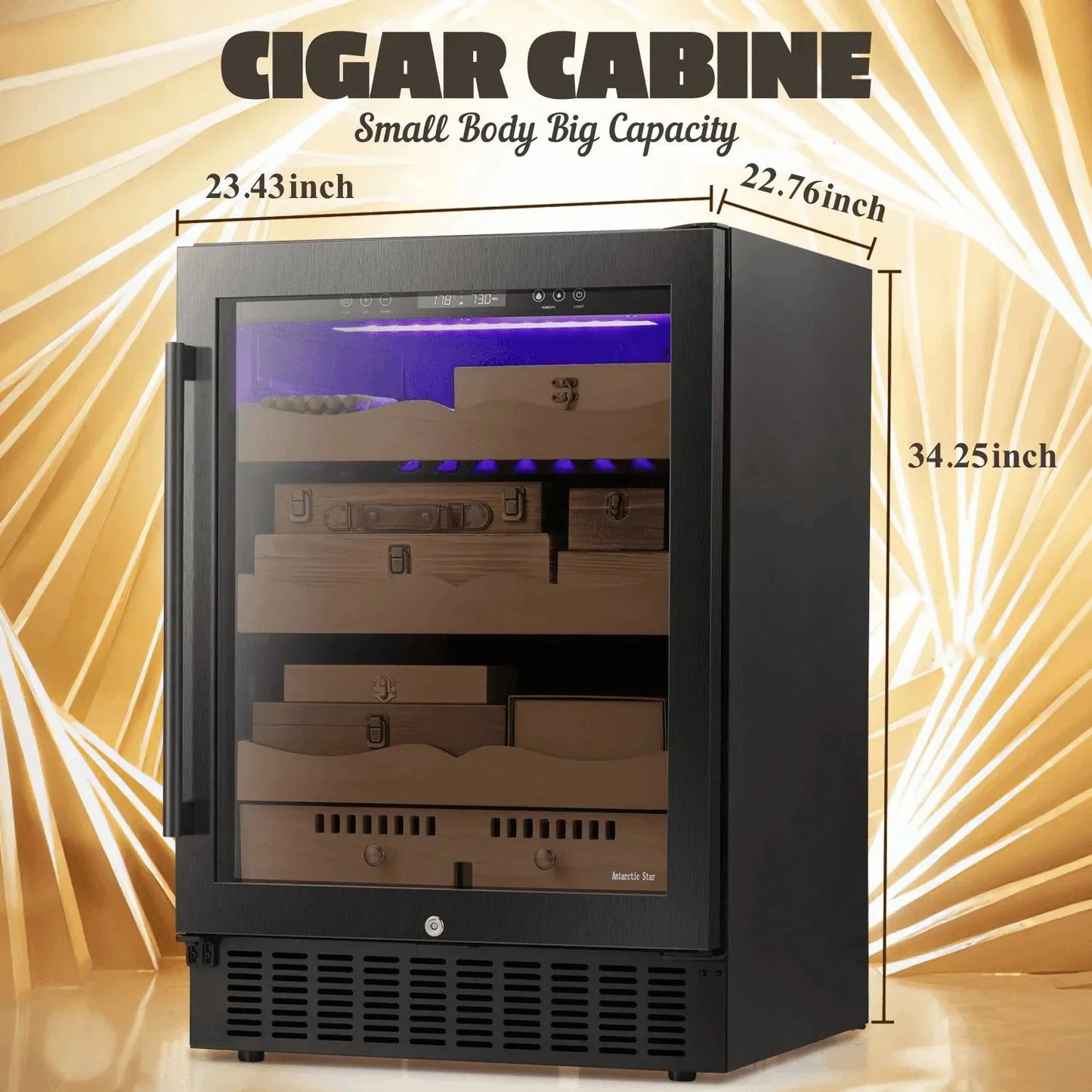 15 Inch Cigar Humidor Electric Humidor Silver Steel  (Online Exclusive) X5196