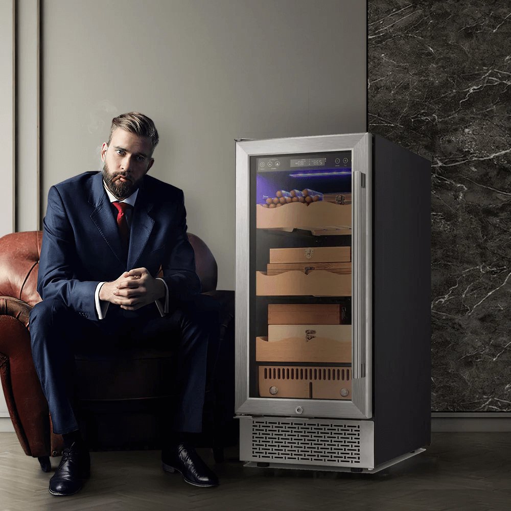 15 Inch Cigar Humidor Electric Humidor Silver Steel  (Online Exclusive) X5196