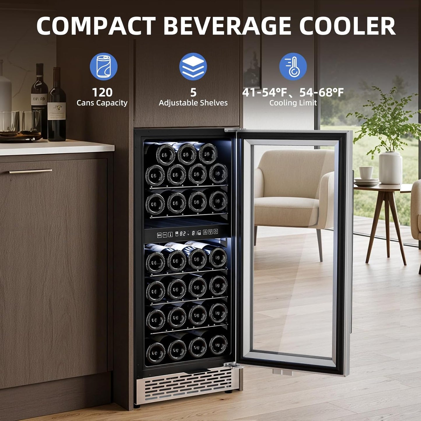 15 Inch Wine Cooler Refrigerator with Stainless Steel  Double-Layer Tempered  (Online Exclusive) Glass Door W4888S