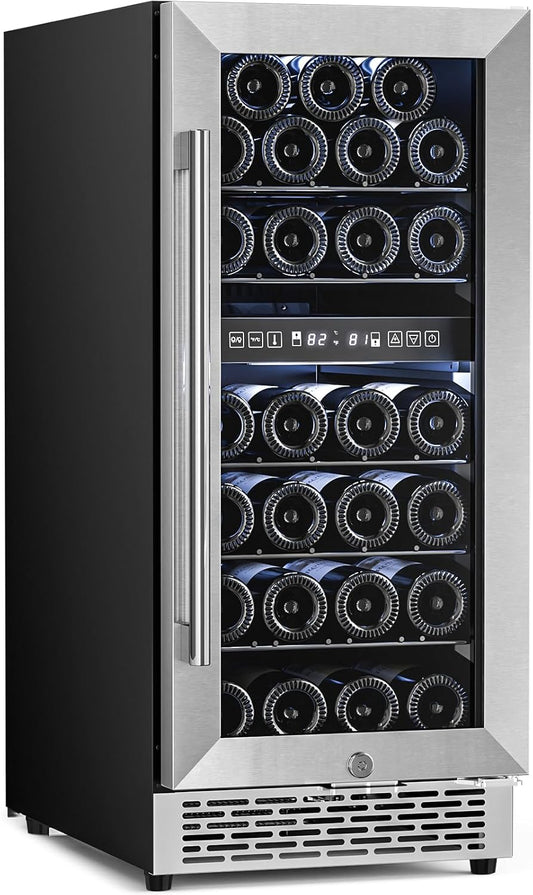 15 Inch Wine Cooler Refrigerator with Stainless Steel  Double-Layer Tempered  (Online Exclusive) Glass Door W4888S