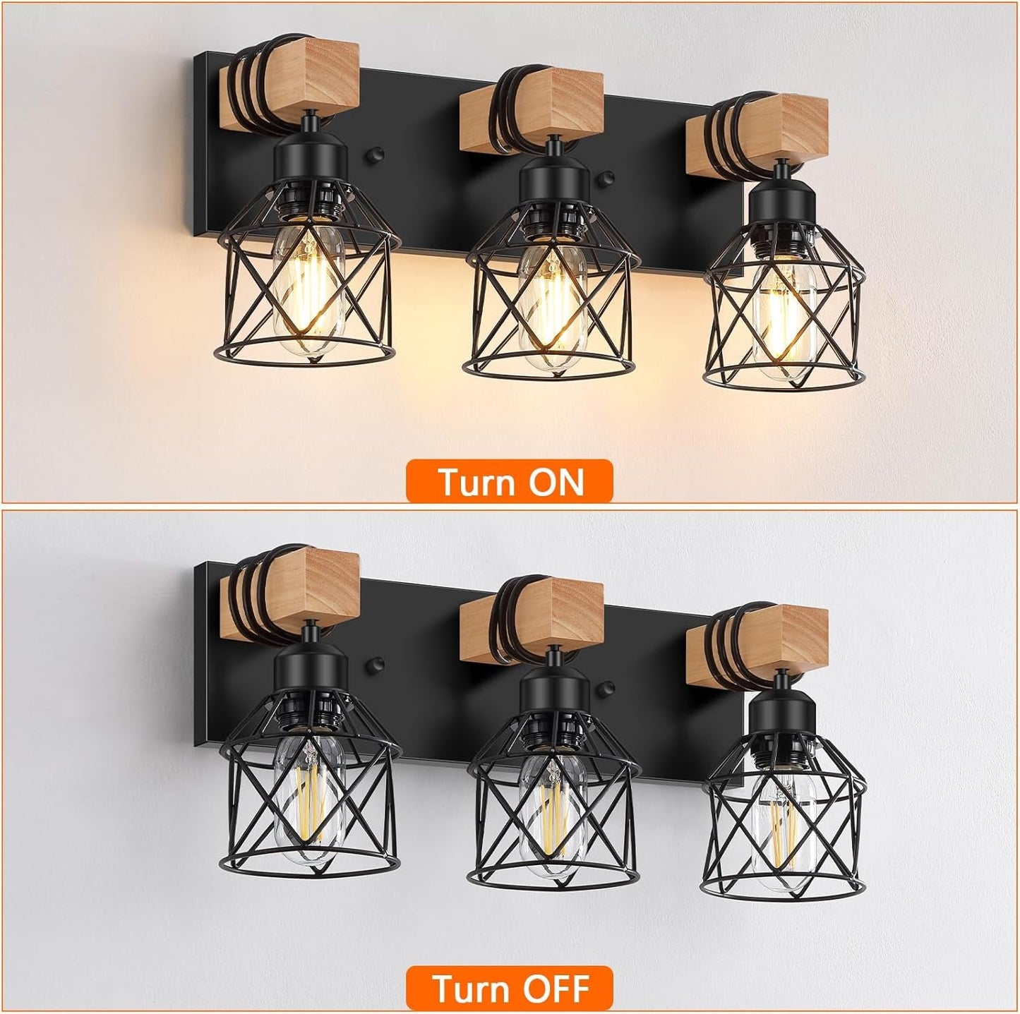 3-Light Wood Farmhouse Vanity Light  (Online Exclusive)
