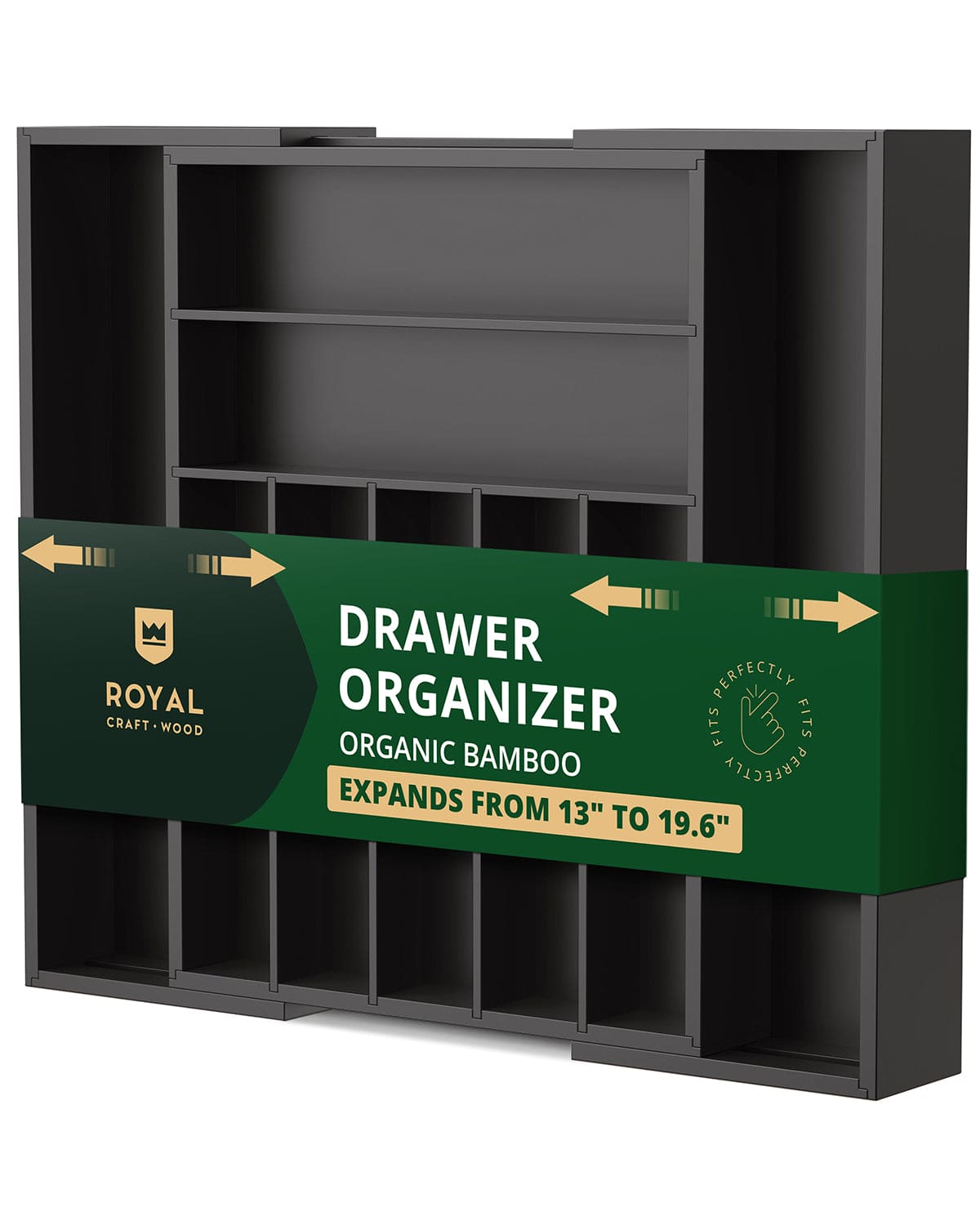 Silverware Drawer Organizer, Black (9 Slots)  (Online Exclusive)