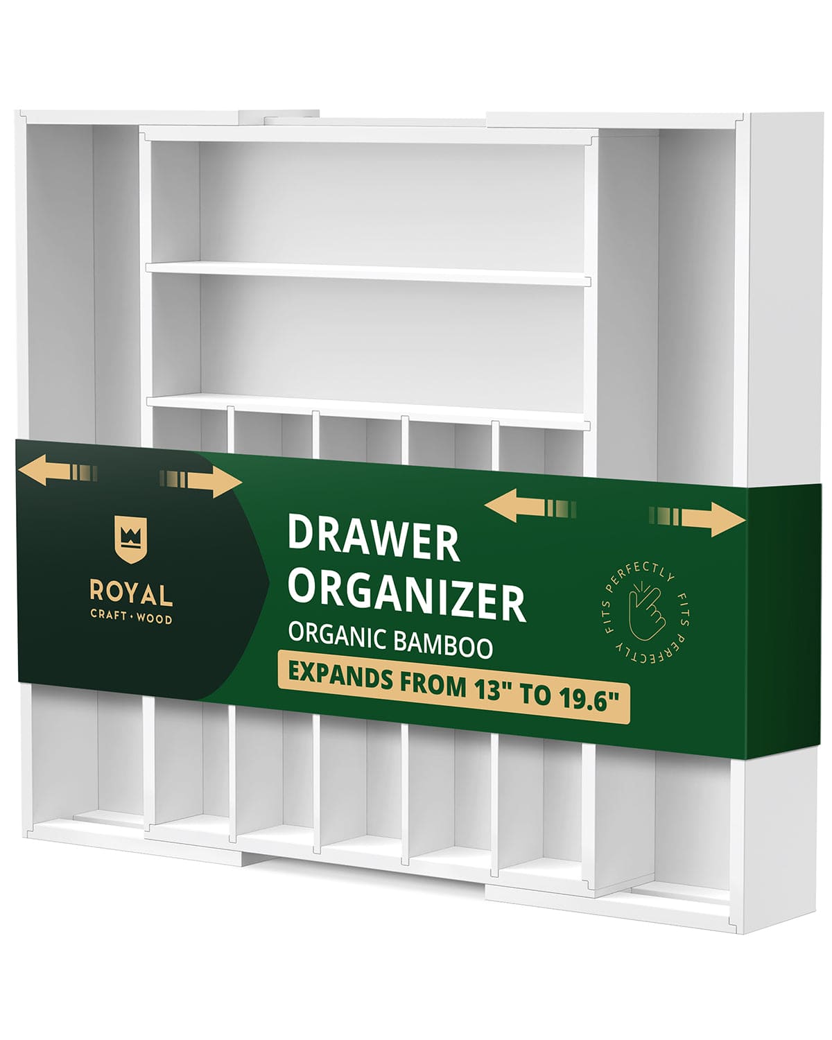 Silverware Drawer Organizer, White (9 Slots) (Online Exclusive)