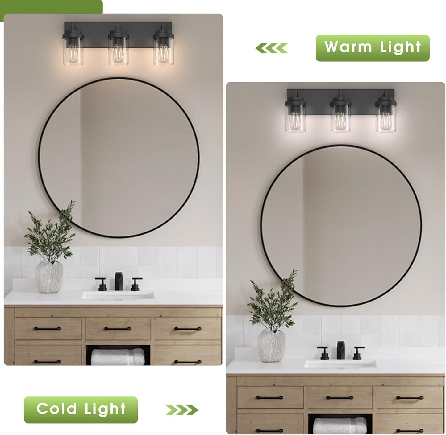 (Online Exclusive) Vanity Light with Clear Glass Shade