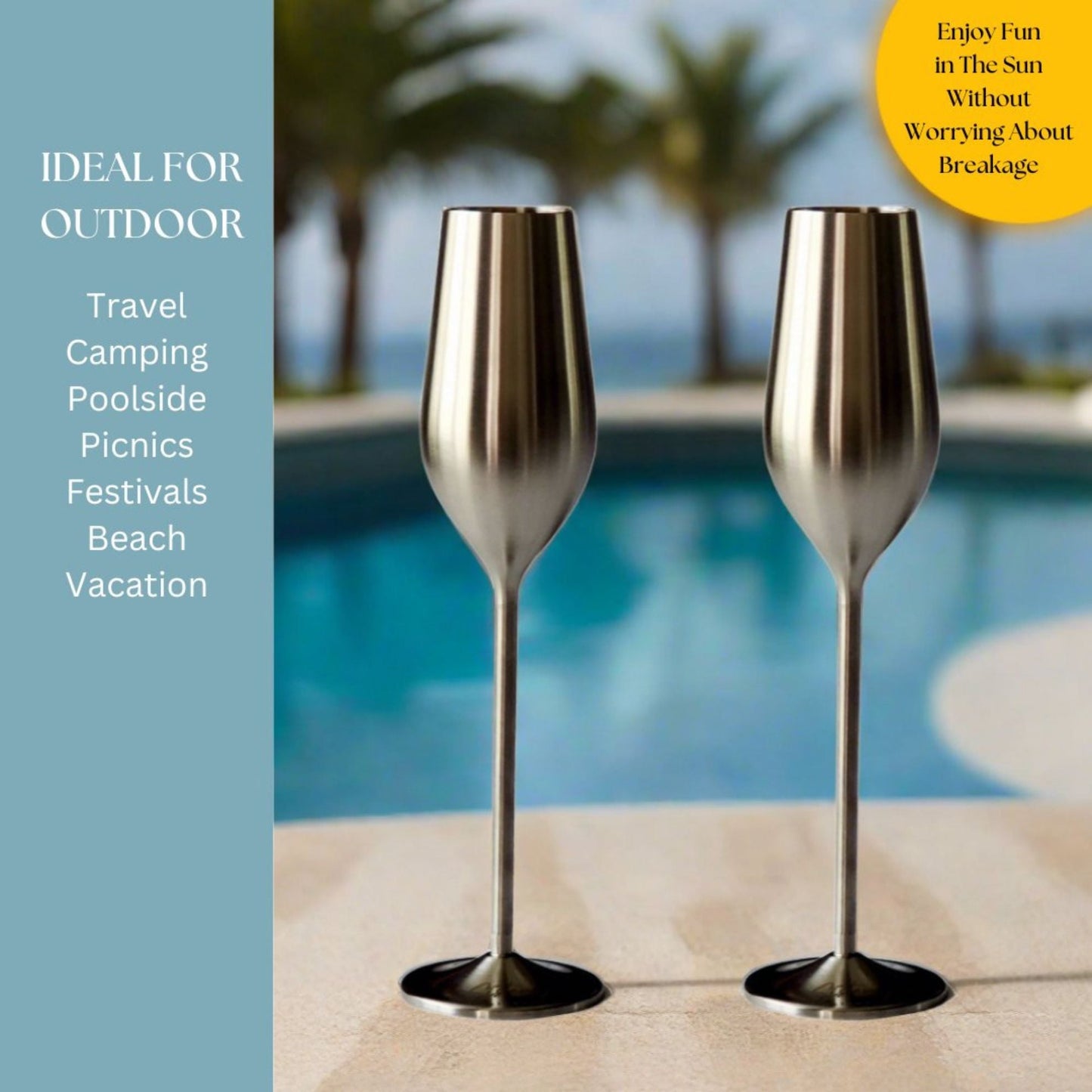 Unbreakable Champagne Flutes (Silver) (Online Exclusive)