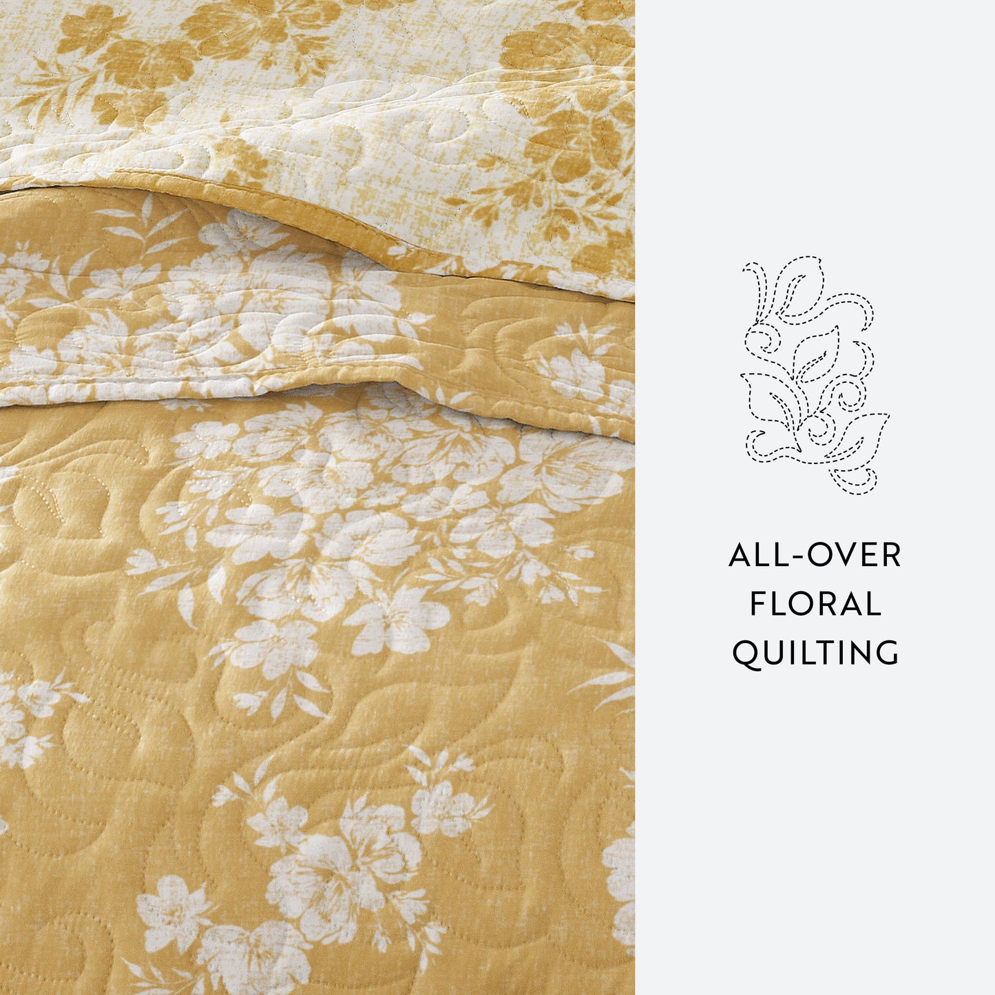 Distressed Bouquet All Season Patterned Reversible Quilt Set