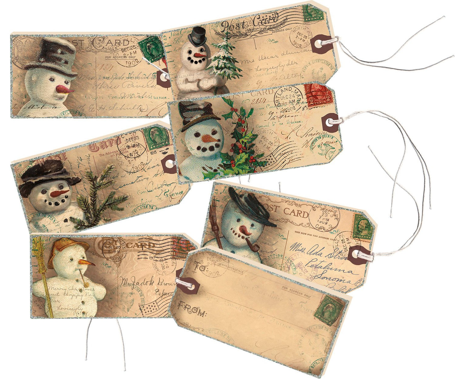 Vintage Frosty Gift Tag Set