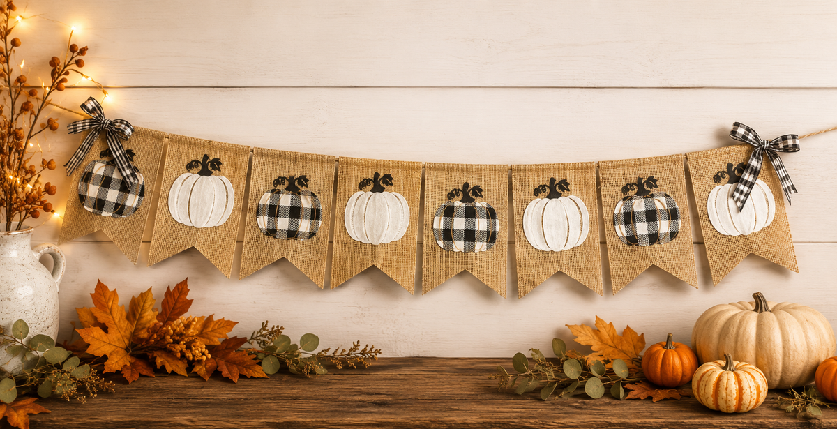Buffalo Check Pumpkin Burlap Garland 🎃🍂