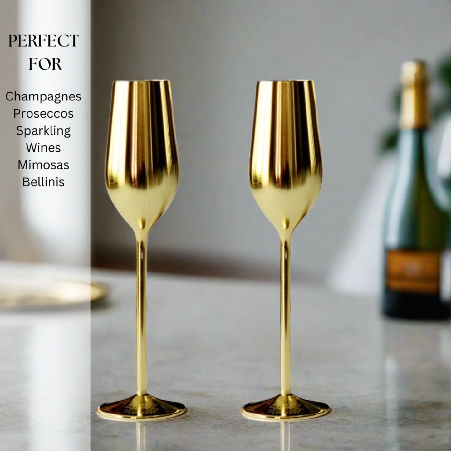 Unbreakable Champagne Flutes (Gold) (Online Exclusive)