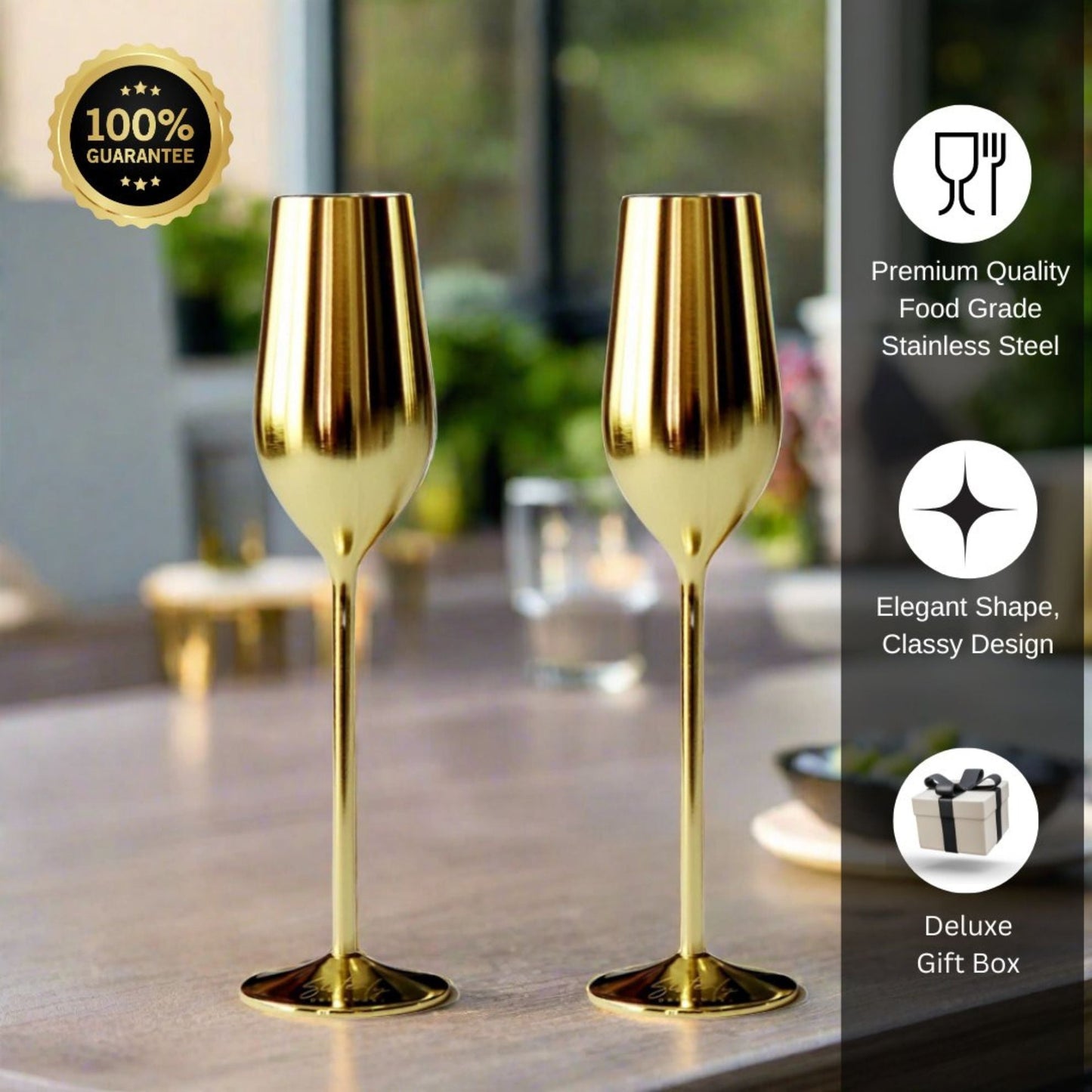 Unbreakable Champagne Flutes (Gold) (Online Exclusive)