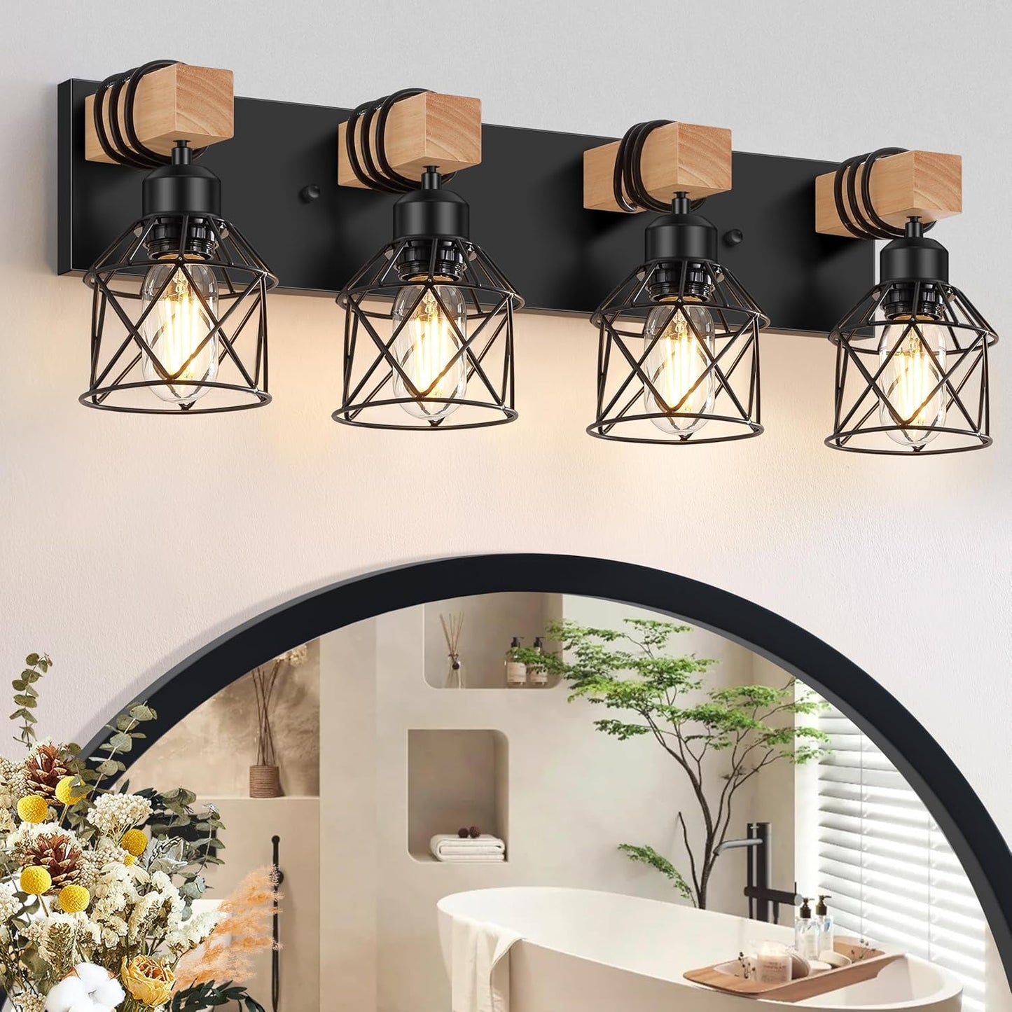3-Light Wood Farmhouse Vanity Light  (Online Exclusive)