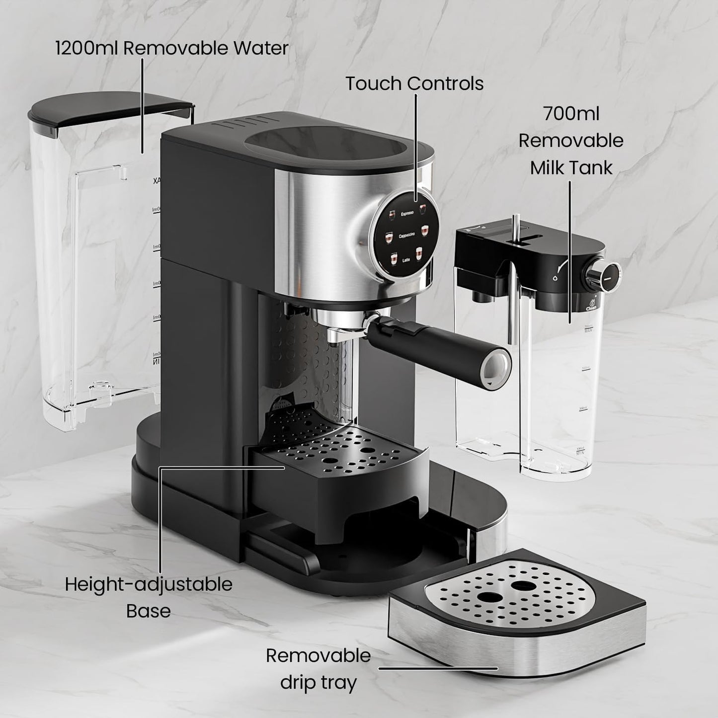 3 in 1 Professional Espresso Maker with Dual Heating System & Capsule Compatible CM8008  (Online Exclusive)