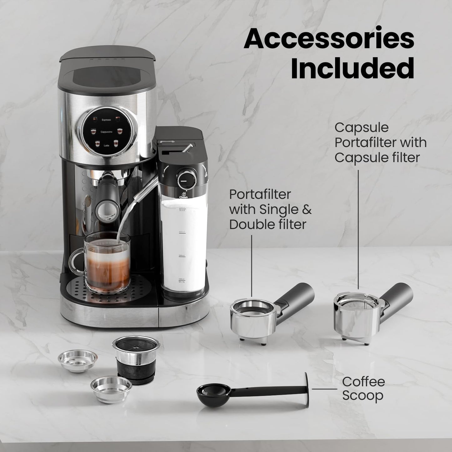 3 in 1 Professional Espresso Maker with Dual Heating System & Capsule Compatible CM8008  (Online Exclusive)