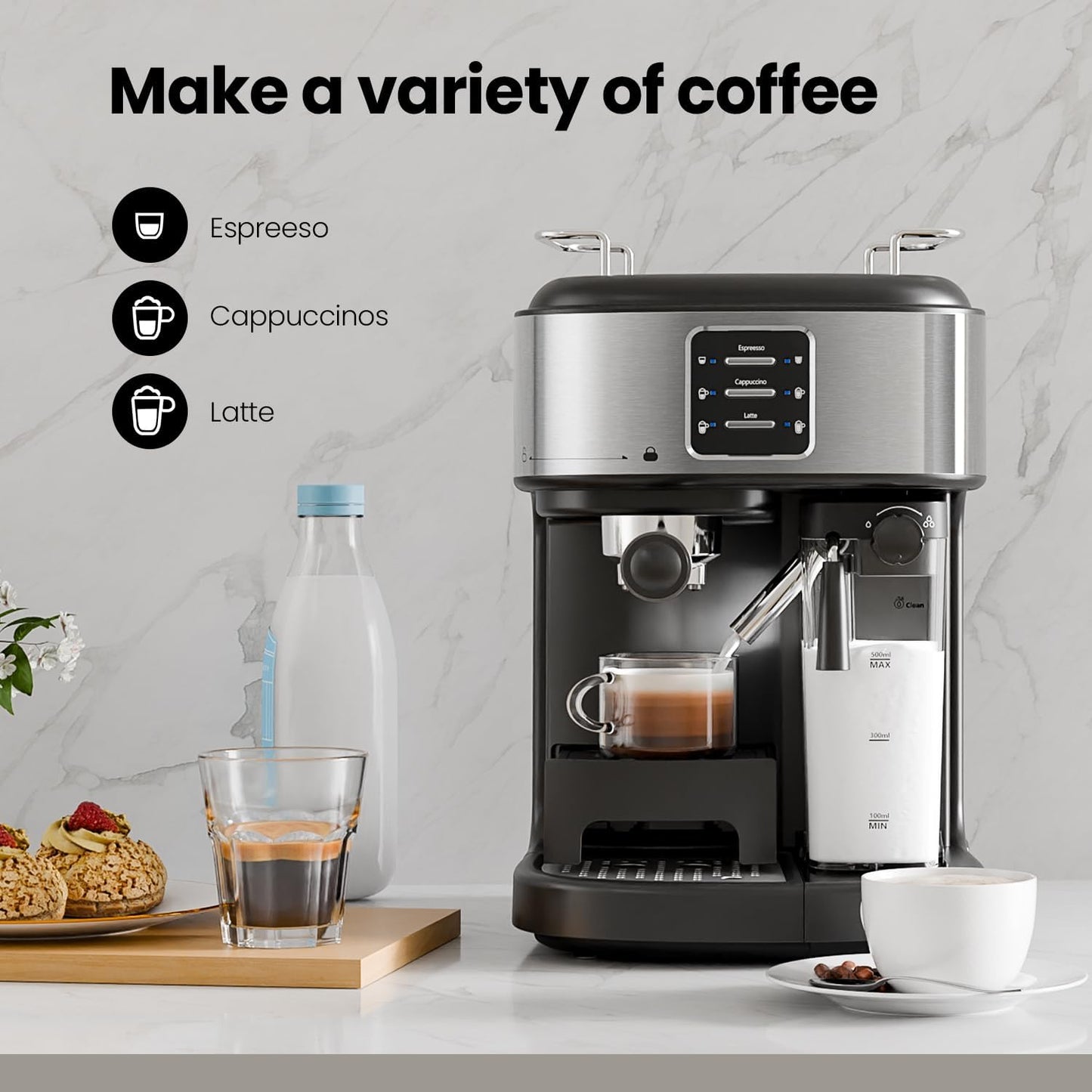 3 in 1 Professional Espresso Maker  (Online Exclusive) with Dual Heating System & Capsule Compatible CM8011