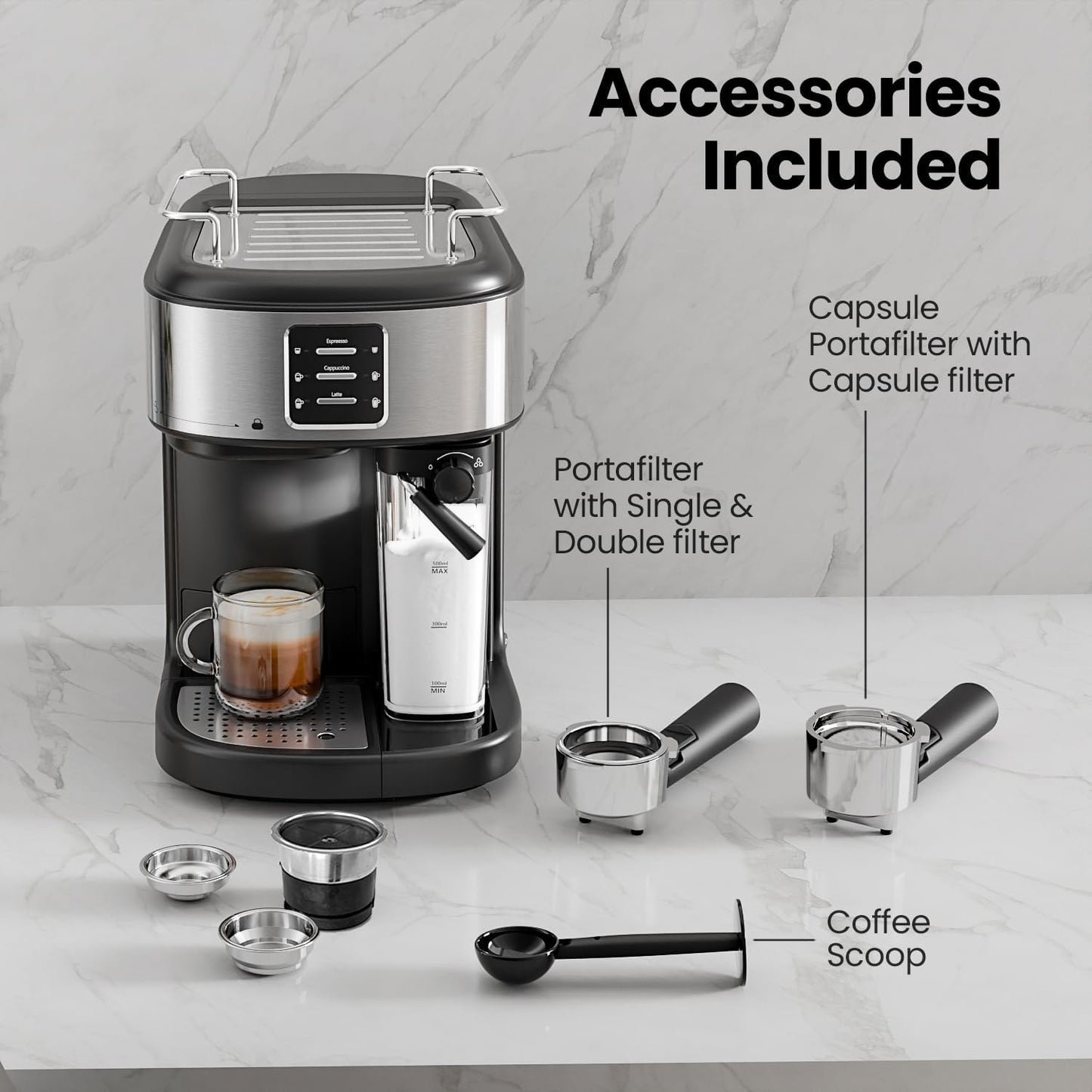 3 in 1 Professional Espresso Maker  (Online Exclusive) with Dual Heating System & Capsule Compatible CM8011