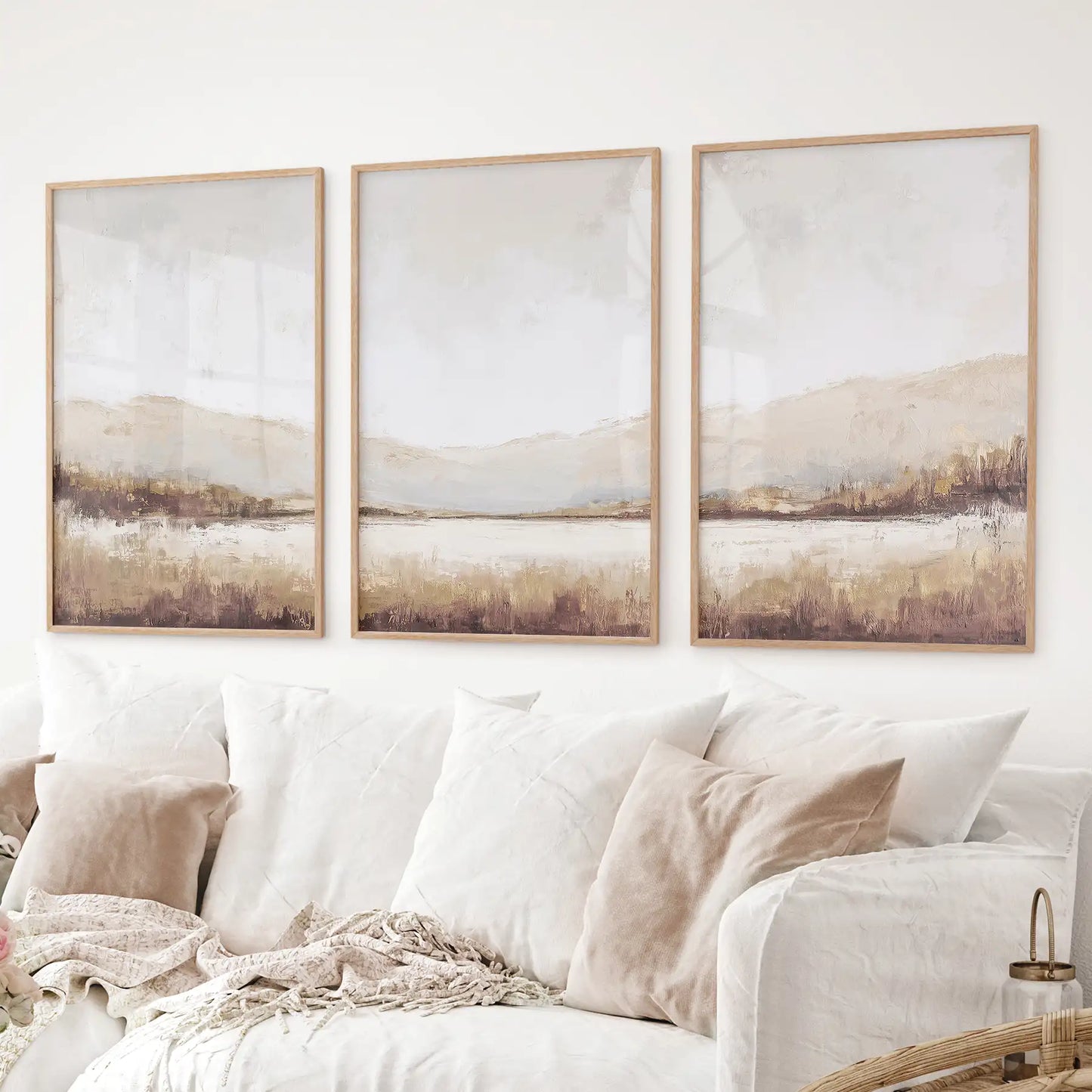 Neutral Beige Brown Landscape Tryptich. Set of 3 Art Prints  (online exclusive)