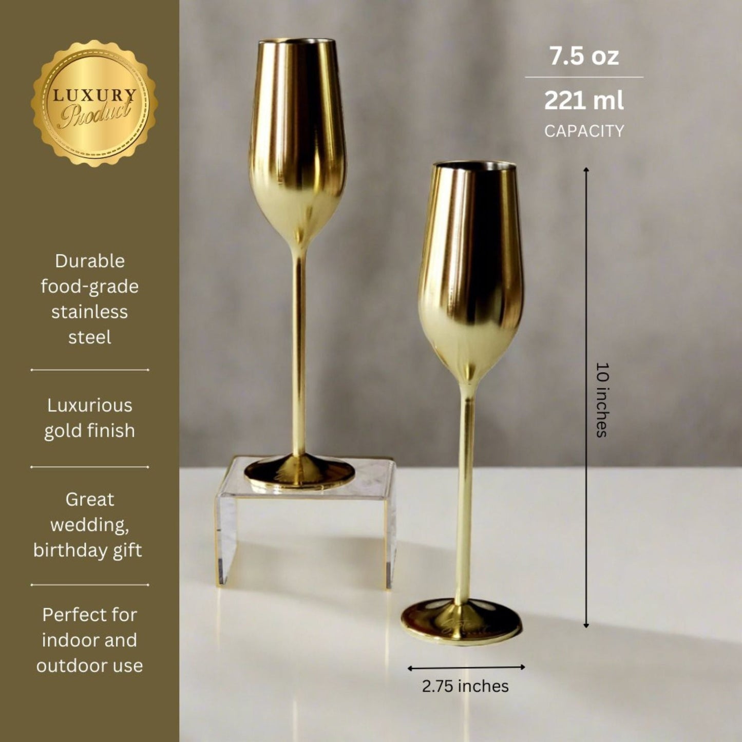 Unbreakable Champagne Flutes (Gold) (Online Exclusive)