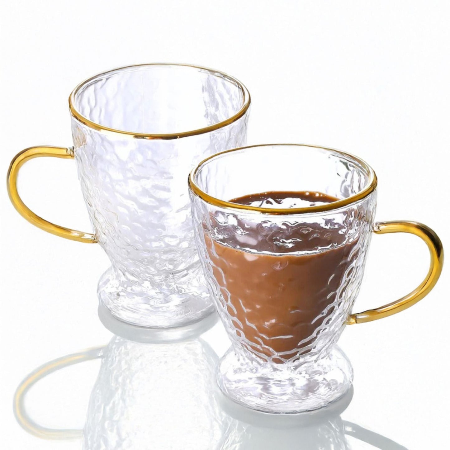 Hammered Double Wall Glass Coffee Cups (Online Exclusive)
