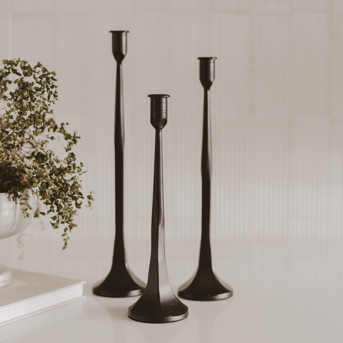 Cast Iron Taper Candle Holders Set