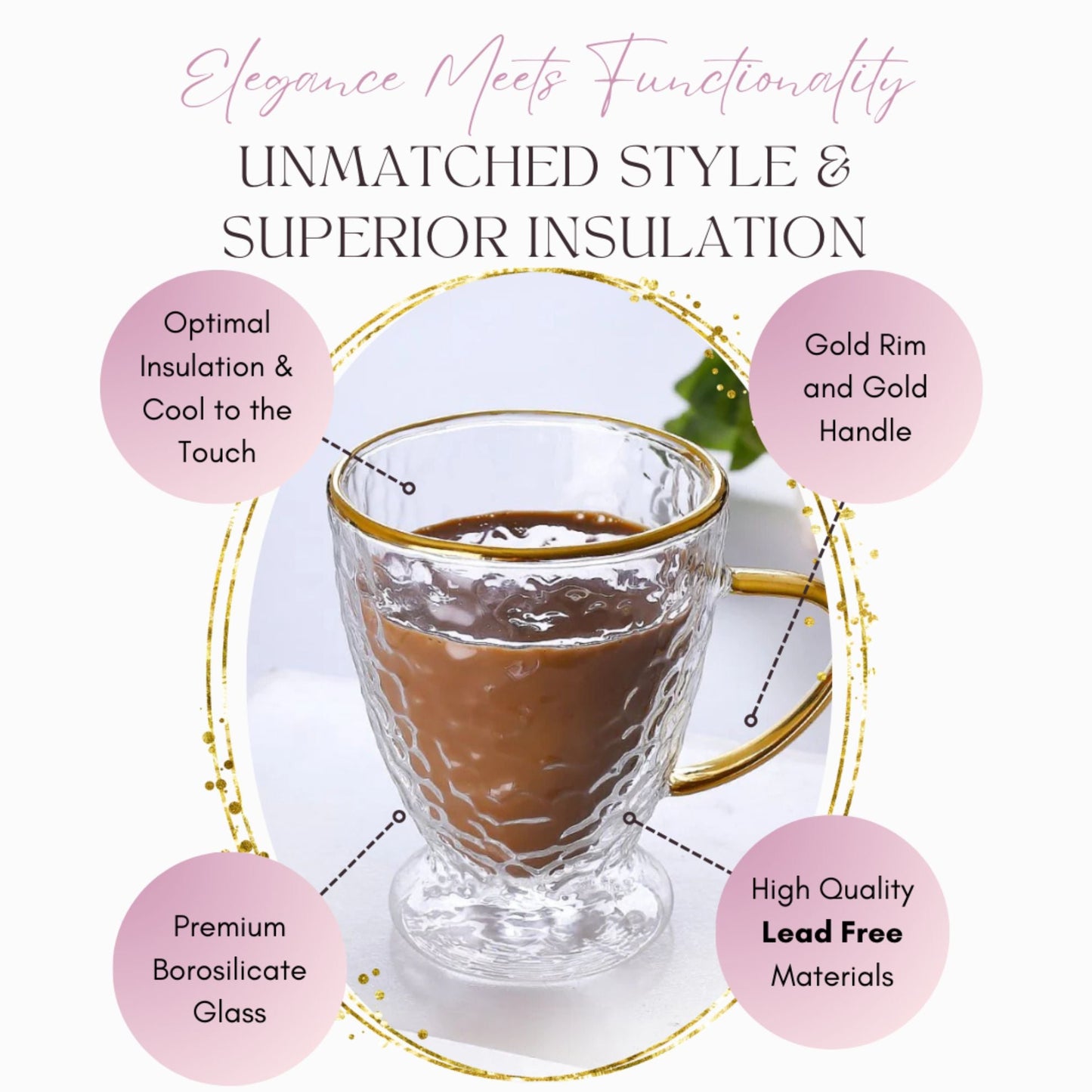 Hammered Double Wall Glass Coffee Cups (Online Exclusive)