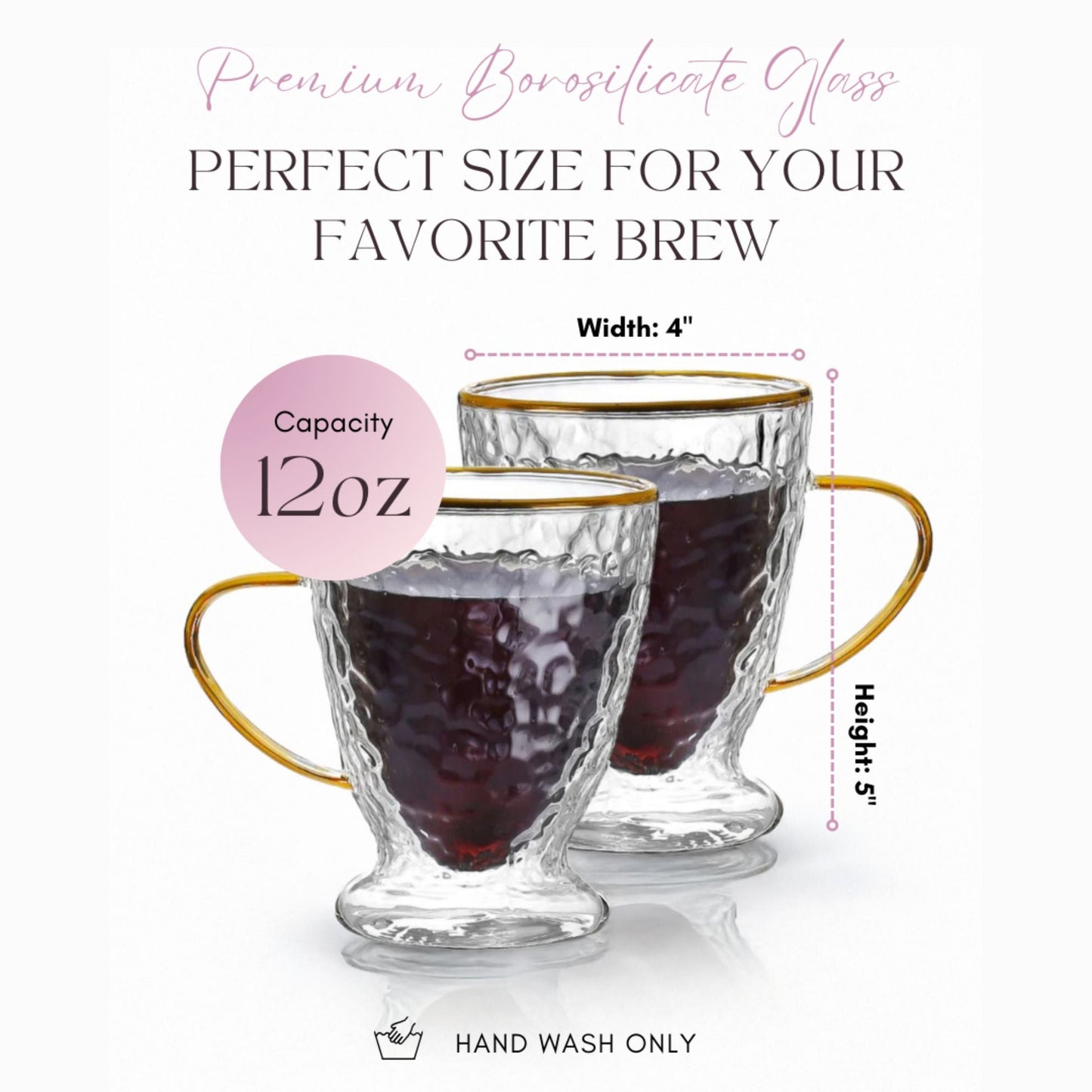 Hammered Double Wall Glass Coffee Cups (Online Exclusive)