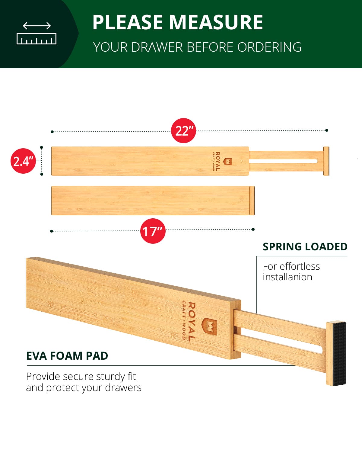 Drawer Dividers 22”, Natural  (Online Exclusive)