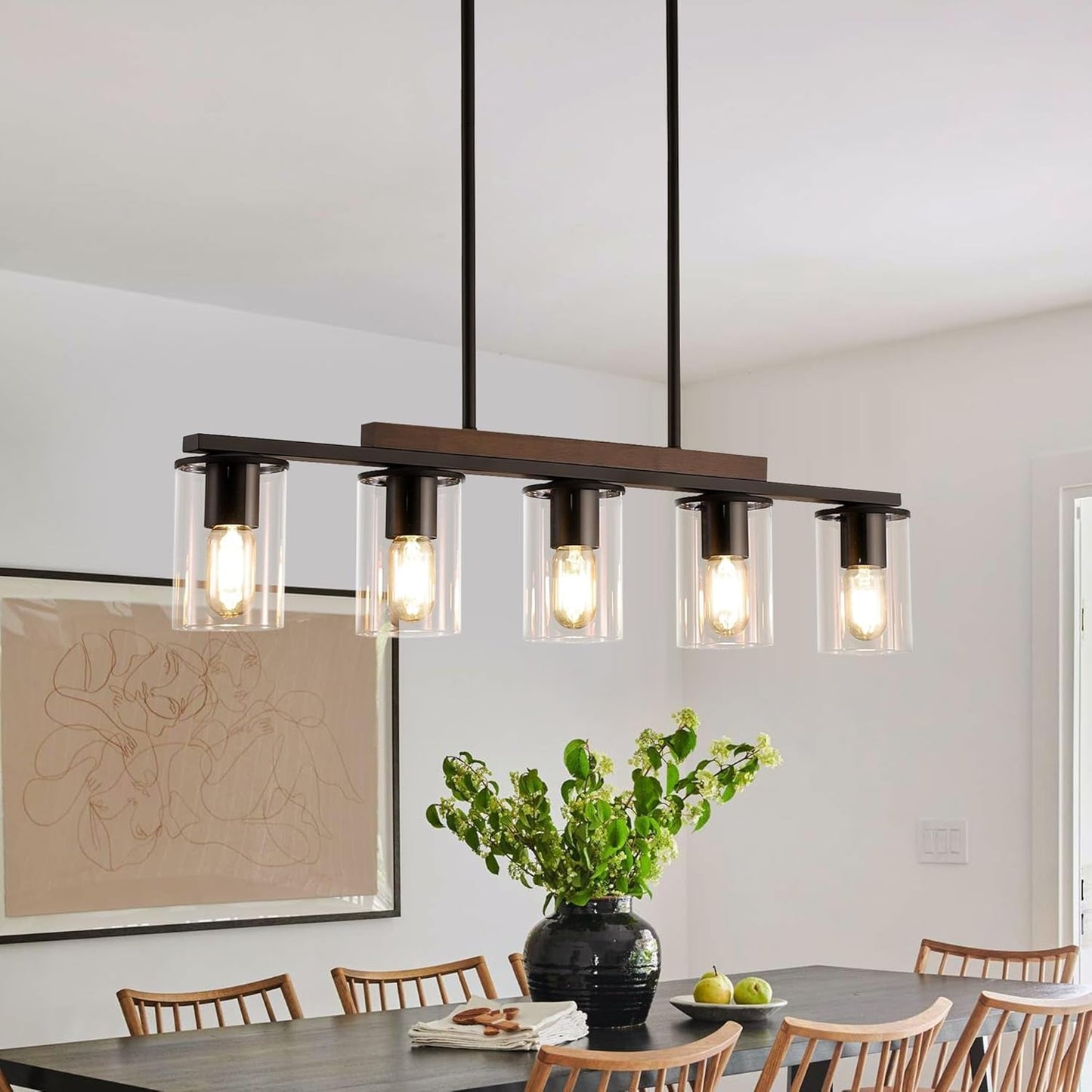 Farmhouse Black Linear Chandelier  (Online Exclusive)