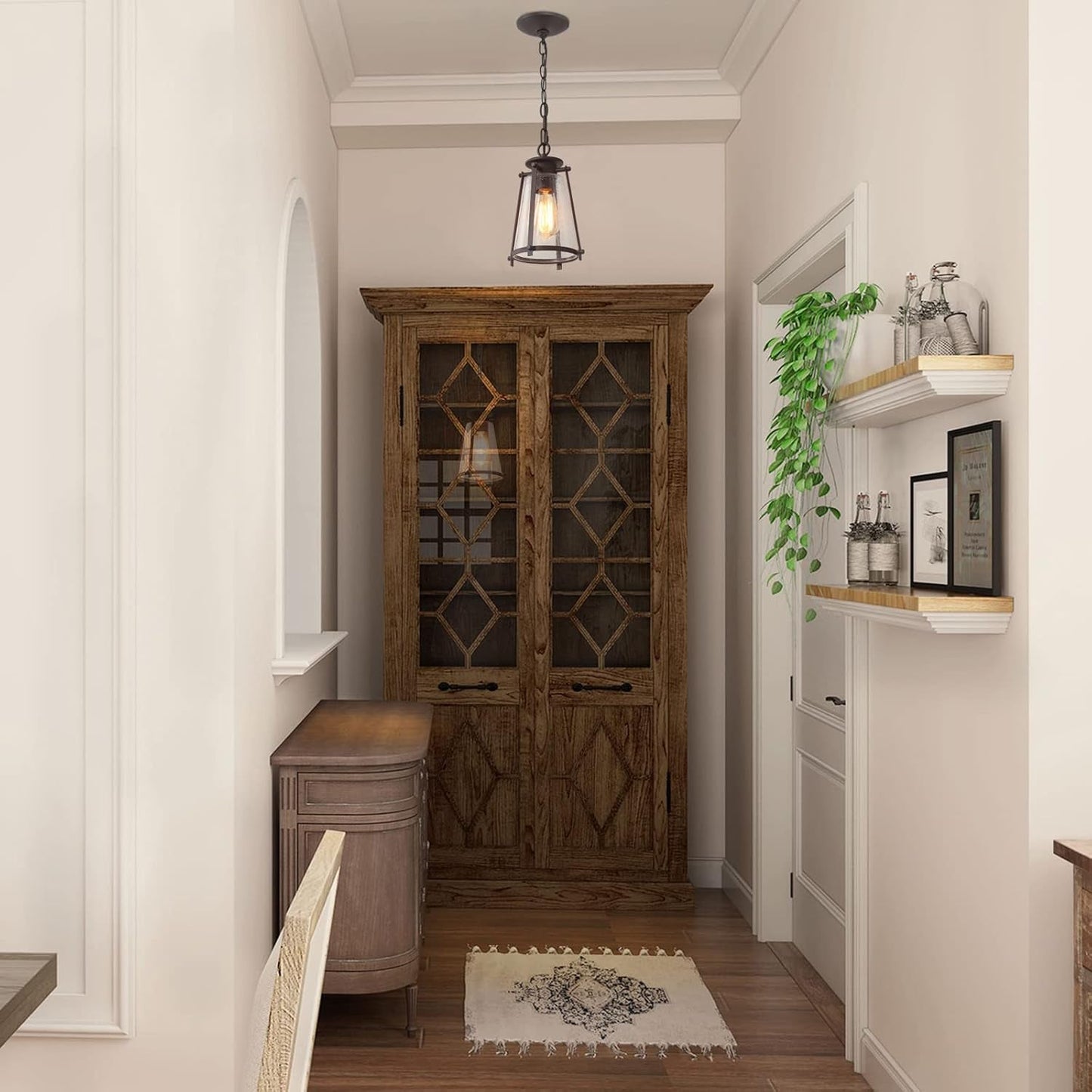 Farmhouse Pendant Lighting with Seeded Glass Shade  (Online Exclusive)