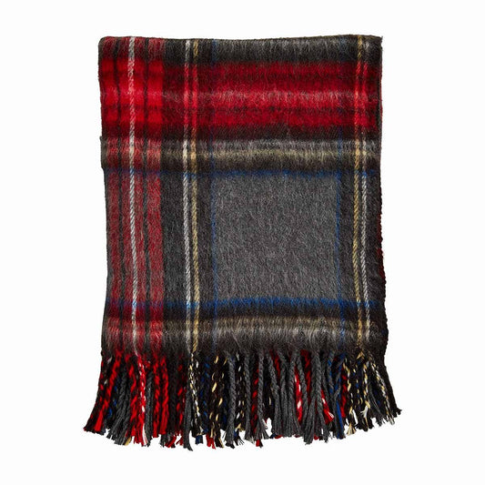 Grey Tartan Fringe Throw Blanket