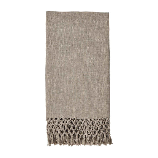 MACRAME TAUPE THROW BLANKET