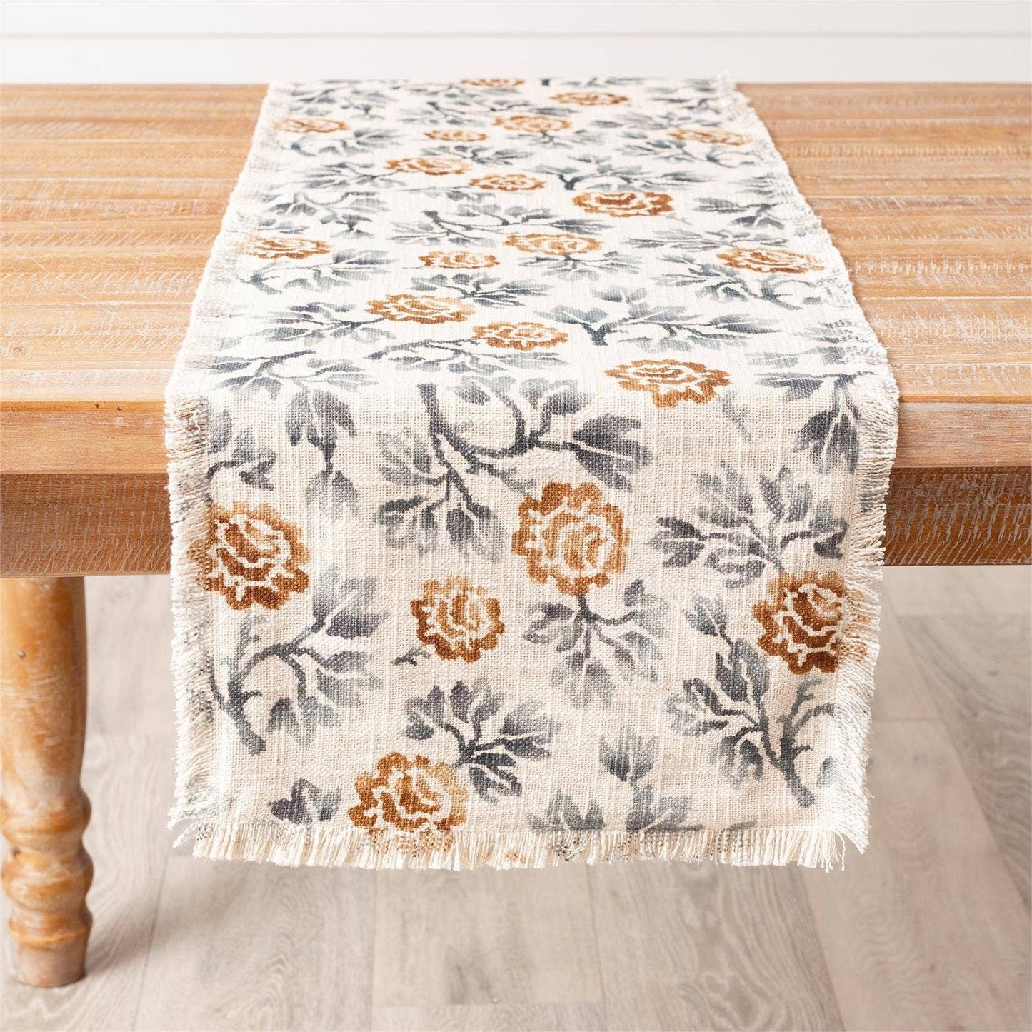 Blue Floral Motif Table Runner