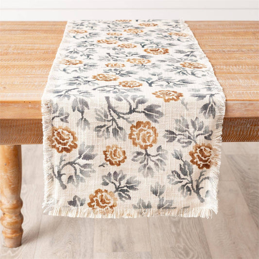 Blue Floral Motif Table Runner