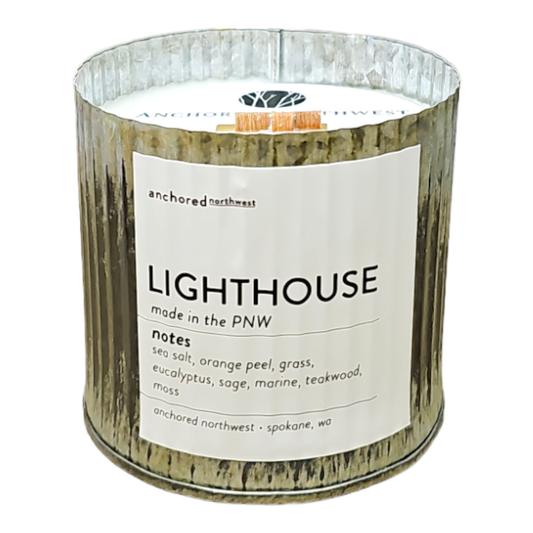 Lighthouse Rustic Wood Wick Candle