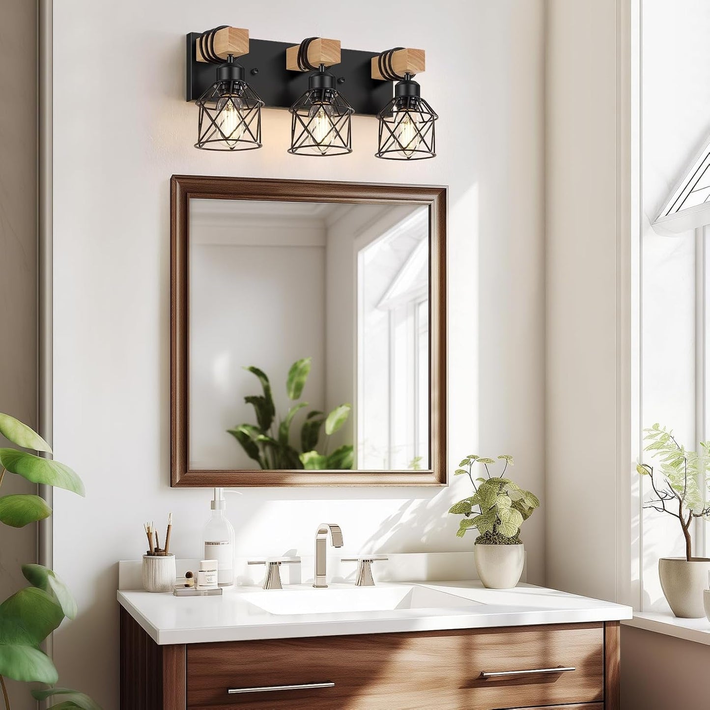 3-Light Wood Farmhouse Vanity Light  (Online Exclusive)
