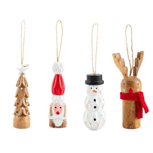 SNOWMAN WOOD PEG ORNAMENTS