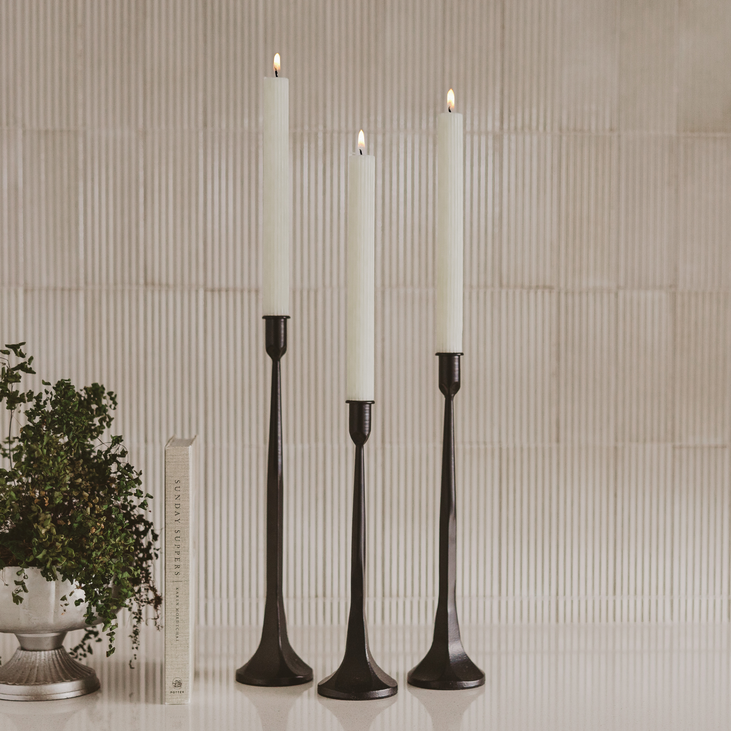 Cast Iron Taper Candle Holders Set