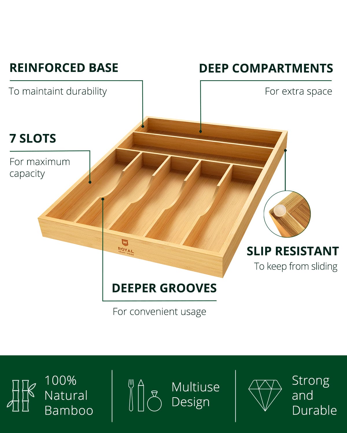 Basic Silverware Drawer Organizer, Natural  (Online Exclusive)
