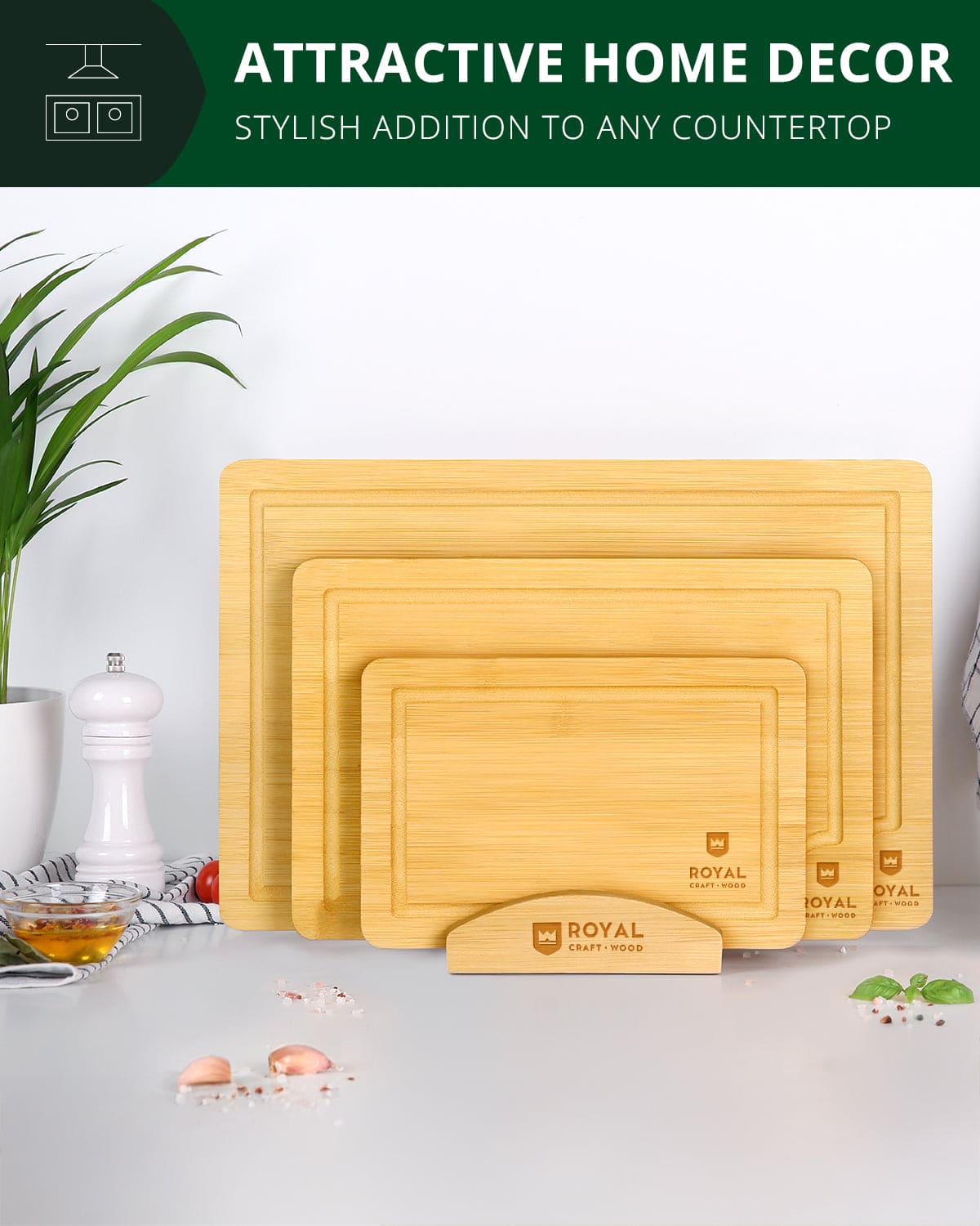 Cutting Board Stand with 3 Slots, Natural  (Online Exclusive)