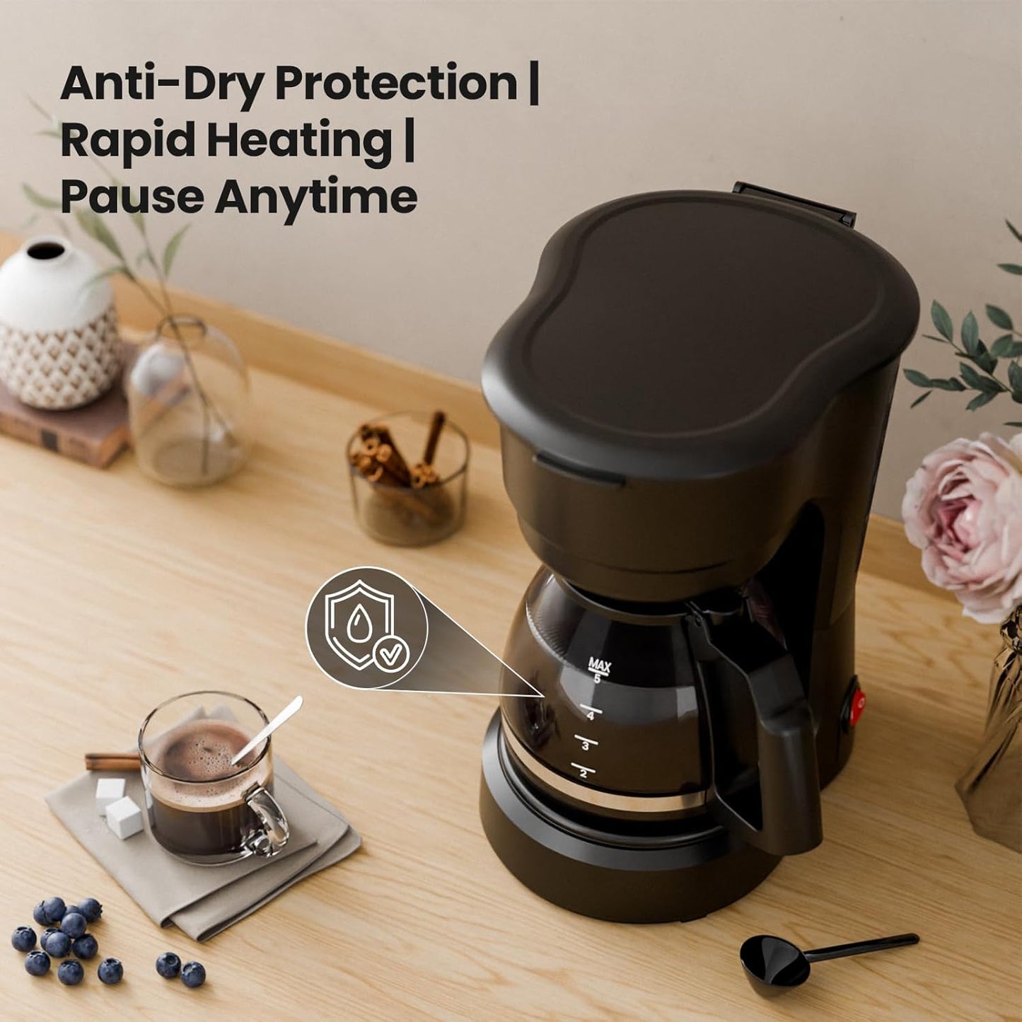 5-Cup Drip Coffee Maker -  (Online Exclusive) Programmable, Auto Brew, Auto Pause, Keep Warm Function CM3710H