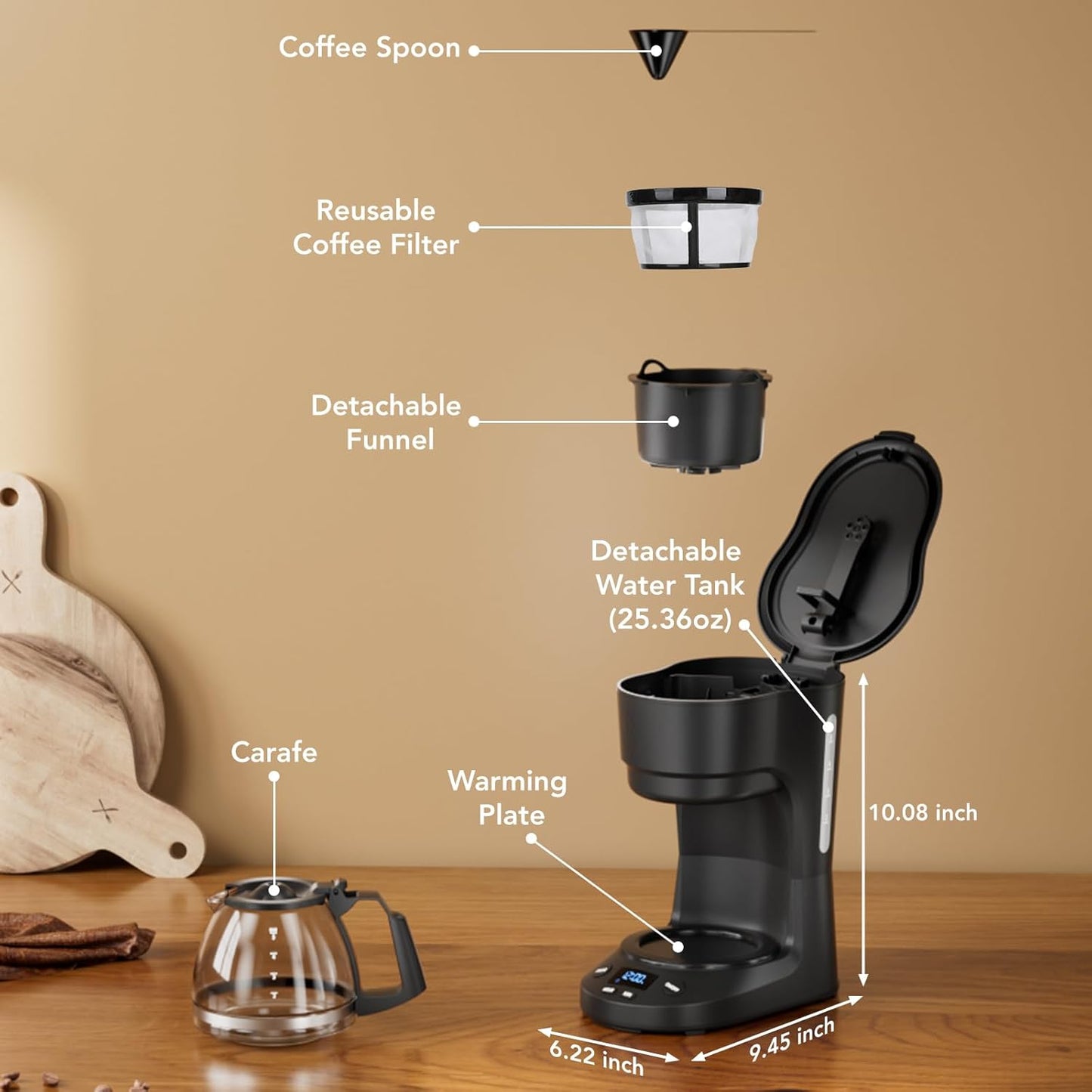 5-Cup Drip Coffee Maker -  (Online Exclusive) Programmable, Auto Brew, Auto Pause, Keep Warm Function CM3710H