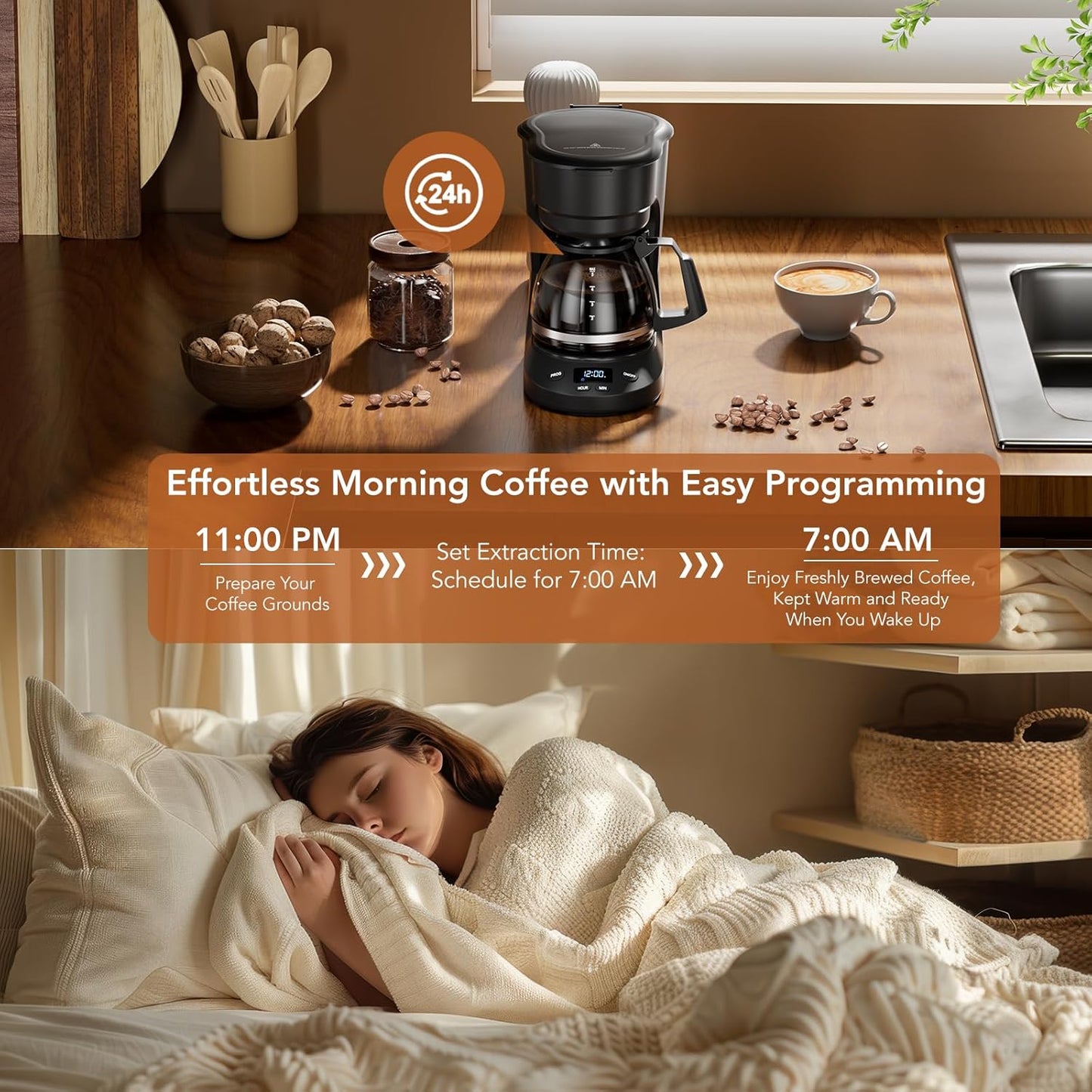 5-Cup Drip Coffee Maker -  (Online Exclusive) Programmable, Auto Brew, Auto Pause, Keep Warm Function CM3710H